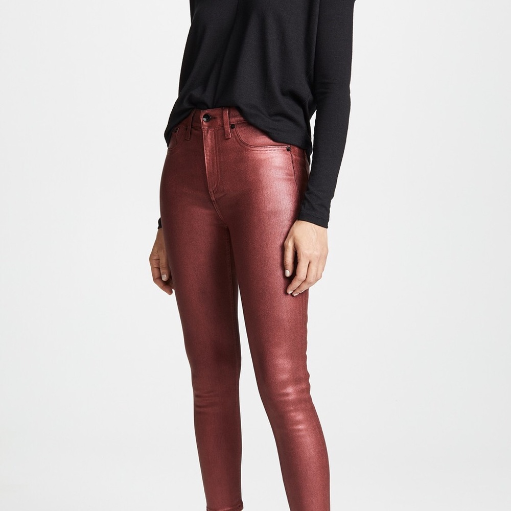 Rag & Bone Red Metallic High Rise Ankle Skinny